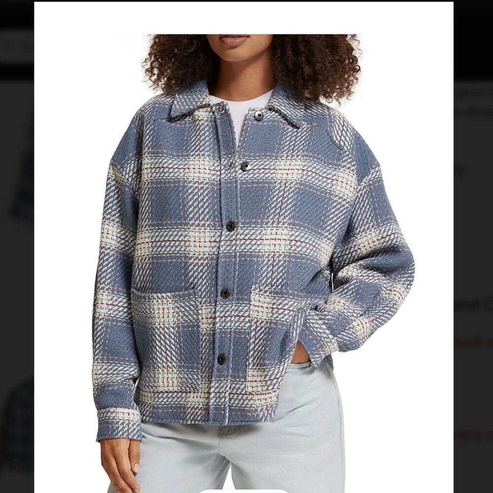 NWT Scotch & Soda Lightweight Check Overshirt Shacket – RRP $390 – Size M